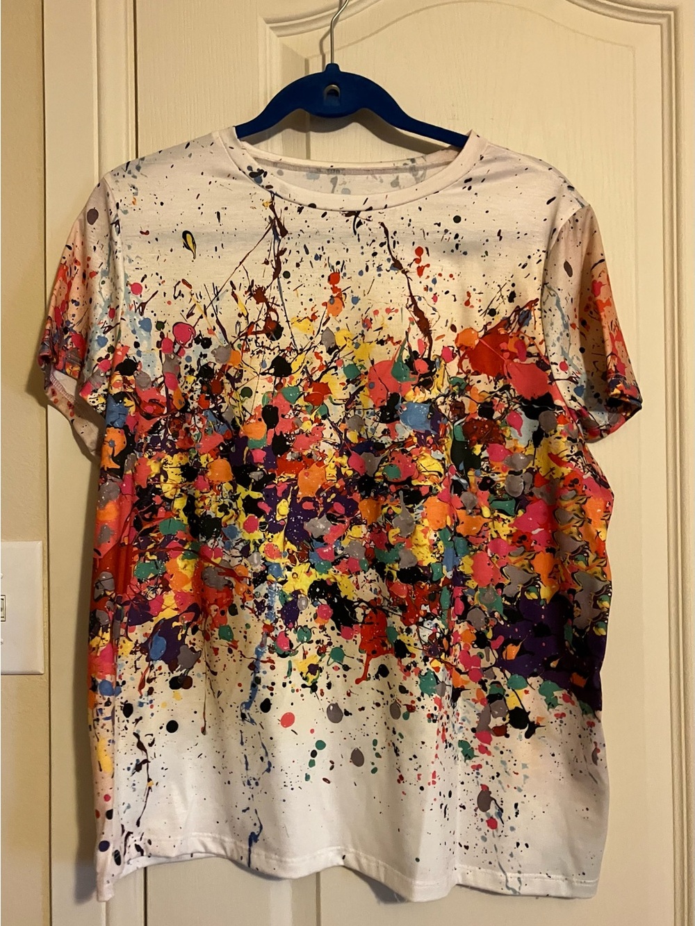 Paint-Splash Short Sleeve Tee - White Multicolor